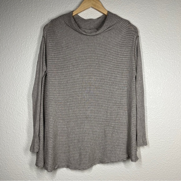 We The Free Top People Lover Ribbed Long‎ Sleeve Taupe Women’s Size Small - Picture 3 of 8